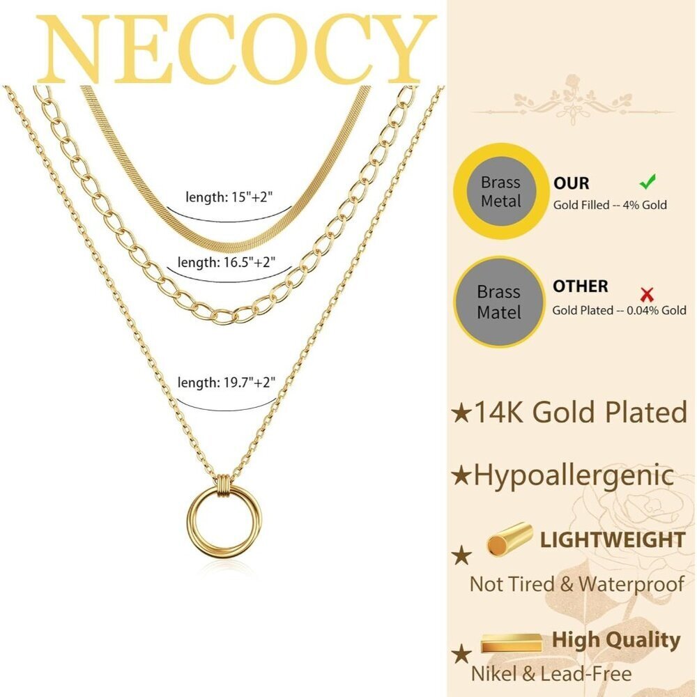 Christmas gift gold Style 12 plated layered necklaces women dainty choker set - Picture 5 of 7